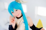 aqua_hair cosplay croptop detached_sleeves hairbow hatsune_miku mashiro_yuki ponytail project_diva vocaloid rating:Safe score:0 user:nil!