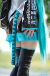 aice aqua_hair cosplay default_costume detached_sleeves hatsune_miku pleated_skirt skirt thighhighs tie twintails vocaloid zettai_ryouiki rating:Safe score:1 user:nil!