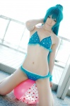 aqua_hair bikini cosplay haruka hatsune_miku ponytail project_diva swimsuit vocaloid rating:Safe score:9 user:nil!