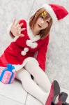 cosplay hair_clips hirasawa_yui k-on! pantyhose santa_costume shiina_haru stocking_cap white_legwear rating:Safe score:2 user:pixymisa