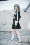 bokken chie cosplay hayate_x_blade kamijou_maki miniskirt pleated_skirt school_uniform silver_hair skirt socks rating:Safe score:0 user:nil!