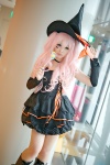 boots choker cosplay detached_sleeves dress dust lollipop original pink_hair twintails witch_hat rating:Safe score:0 user:nil!