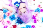 cosplay cure_moonlight dress heartcatch_precure! one_elbow_glove pretty_cure purple_hair takamura_aoi tsukikage_yuri rating:Safe score:0 user:nil!