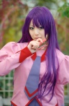 bakemonogatari blouse cosplay pleated_skirt purple_hair school_uniform senjougahara_hitagi skirt tie yuzunyan rating:Safe score:0 user:nil!