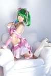 ahoge armband boots cosplay detached_sleeves green_hair hair_ribbons macross macross_frontier mashiro_yuki microphone miniskirt ranka_lee skirt tubetop twintails rating:Safe score:9 user:nil!