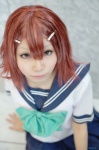 baka_to_test_to_shoukanjuu cosplay hair_clips himemiya_mahore kinoshita_hideyoshi pleated_skirt red_hair sailor_uniform school_uniform skirt rating:Safe score:0 user:nil!