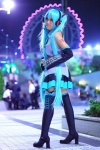 aqua_hair boots cosplay default_costume detached_sleeves hatsune_miku headset pleated_skirt skirt tie toa twintails vocaloid rating:Safe score:0 user:pixymisa