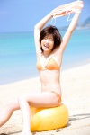 beach beach_ball bikini camisole cleavage matsui_erina ocean shirt_lift swimsuit tank_top rating:Safe score:1 user:nil!