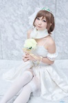 cosplay tagme_character tagme_series thighhighs tiara wedding_gown white_legwear yuni_(ii) zettai_ryouiki rating:Safe score:1 user:nil!