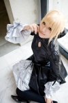 blonde_hair corset cosplay dress fate/series fate/stay_night hairbow ruffles saber saya thighhighs rating:Safe score:2 user:nil!