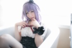 atsuki bathroom bathtub black_legwear blouse cosplay dagashi_biyori dagashi_kashi hairband pantyhose purple_hair shidare_hotaru skirt suspenders wet rating:Safe score:0 user:nil!