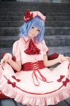 blue_hair cosplay dress gero_gohan hat remilia_scarlet touhou wings rating:Safe score:5 user:nil!