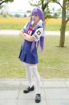 clannad cosplay fujibayashi_kyou jumper misaki purple_hair sailor_uniform school_uniform thighhighs zettai_ryouiki rating:Safe score:0 user:nil!