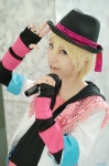 aiba_ai blonde_hair cosplay fedora hoodie microphone sho_kurusu tshirt uta_no_prince-sama rating:Safe score:1 user:nil!