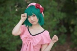 bow cosplay dress green_hair hat karin_(iv) macross macross_frontier pink_eyes ranka_lee rating:Safe score:0 user:pixymisa