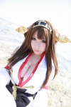 beach cleavage cosplay detached_sleeves hairband kantai_collection kimono kongou_(kantai_collection) ocean pleated_skirt saku skirt rating:Safe score:0 user:nil!