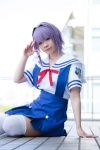 clannad cosplay fujibayashi_ryou purple_hair ryuuna sailor_uniform school_uniform rating:Safe score:0 user:xkaras