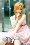 asuna_(sao) blonde_hair cosplay dress mineo_kana sword_art_online yellow_eyes rating:Safe score:1 user:pixymisa