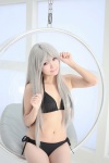 bikini cleavage cosplay haiyore!_nyaruko-san neko nyaruko side-tie_bikini silver_hair swimsuit rating:Safe score:7 user:nil!