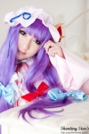 bed cosplay dress hat patchouli_knowledge purple_hair robe saku sweet_garden touhou rating:Safe score:0 user:nil!