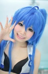 ahoge bikini_top blue_hair cosplay croptop himemiya_mahore izumi_konata lucky_star swimsuit rating:Safe score:0 user:pixymisa