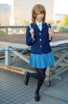 blazer blouse bookbag cosplay hair_clips hirasawa_yui k-on! miyu pantyhose pleated_skirt school_uniform skirt rating:Safe score:2 user:nil!
