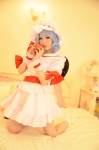 bed blue_hair cosplay dress hat remilia_scarlet shizuku socks touhou touhou_muge_youji wings rating:Safe score:0 user:nil!