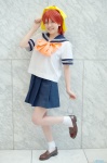 baka_to_test_to_shoukanjuu boo cosplay hairbow pleated_skirt sailor_uniform school_uniform shimada_minami skirt socks rating:Safe score:0 user:nil!