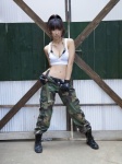 bikini_bottom boots cleavage croptop fingerless_gloves gloves military_uniform offense_&_defense open_clothes ponytail swimsuit tank_top trousers yoshiki_risa rating:Safe score:2 user:nil!