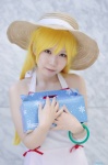 bakemonogatari blonde_hair cosplay dress oshino_shinobu reco straw_hat rating:Safe score:0 user:nil!