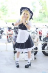 apron blonde_hair blouse cosplay kirisame_marisa riku skirt socks touhou vest witch_hat rating:Safe score:1 user:nil!