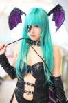 aqua_hair choker cosplay eyepatch head_wings katayama_akira morrigan_aensland teddy vampire_(game) whip rating:Safe score:0 user:nil!