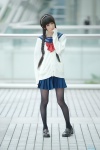 black_legwear cardigan cosplay hairband ishiori_arie original pantyhose pleated_skirt sailor_uniform school_uniform skirt twin_braids rating:Safe score:4 user:nil!