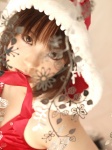 cosplay cyborg_nene dress mouth_hold original santa_costume stocking_cap rating:Safe score:2 user:nil!