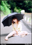 anzu_evolution anzu_sayuri bikini_top blouse open_clothes skirt swimsuit umbrella rating:Safe score:1 user:nil!