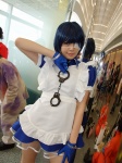 apron blue_hair cosplay eyepatch gloves handcuffs ikkitousen maid maid_uniform namada ryomou_shimei rating:Safe score:0 user:nil!
