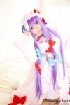 bed cosplay dress hat patchouli_knowledge purple_hair robe saku sweet_garden thighhighs touhou rating:Safe score:0 user:nil!