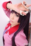 bakemonogatari blouse chihane cosplay purple_hair school_uniform scissors senjougahara_hitagi tie rating:Safe score:0 user:nil!