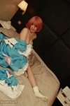 arai_yomi bed cleavage cosplay dress open_clothes pink_hair saigyouji_yuyuko socks touhou touhou_otome_rambu_vol._6 rating:Questionable score:0 user:nil!
