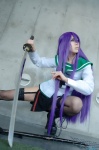boots busujima_saeko cosplay garter_belt highschool_of_the_dead katana miniskirt purple_hair sailor_uniform school_uniform skirt soul sword thighhighs rating:Safe score:1 user:nil!