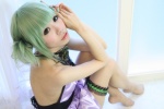 cosplay dress garter green_hair gumi hair_ribbons hayase_ami pantyhose venomania_kou_no_kyouki_(vocaloid) vocaloid rating:Safe score:5 user:Kryzz