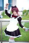 apron cosplay dress hairbow maid maid_uniform puella_magi_madoka_magica red_hair rei_(ii) sakura_kyouko thighhighs zettai_ryouiki rating:Safe score:2 user:nil!