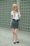 blonde_hair blouse cosplay glasses kiryuu_moeka makise_anji miniskirt pantyhose skirt steins;gate rating:Safe score:7 user:nil!