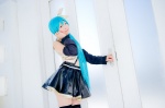 aqua_hair black_legwear cosplay croptop detached_sleeves hairbow hatsune_miku mashiro_yuki pleated_skirt ponytail project_diva skirt thighhighs vocaloid zettai_ryouiki rating:Safe score:0 user:nil!