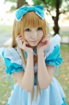 alice_in_wonderland alice_(wonderland) apron blonde_hair cosplay dress hairbow rinami rating:Safe score:3 user:nil!