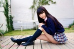 blouse kneesocks pleated_skirt school_uniform shiraishi_mizuho skirt sweater rating:Safe score:1 user:nil!