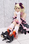 armband blonde_hair boots collar cosplay crossover_tie dress elbow_gloves gloves hairbow hasumi kagamine_rin kneesocks tiered_skirt vocaloid rating:Safe score:1 user:pixymisa
