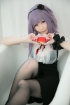 atsuki bathroom bathtub black_legwear blouse cosplay dagashi_biyori dagashi_kashi hairband pantyhose purple_hair shidare_hotaru skirt suspenders rating:Safe score:0 user:nil!