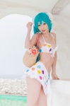 ageha aqua_hair bikini_top cosplay hairbows hatsune_miku miniskirt sakura_mai_yuki_midori skirt swimsuit twintails vocaloid rating:Safe score:0 user:nil!