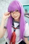 cosplay gintama glasses looking_over_glasses namada purple_hair sailor_uniform sarutobi_ayame school_uniform rating:Safe score:3 user:darkgray